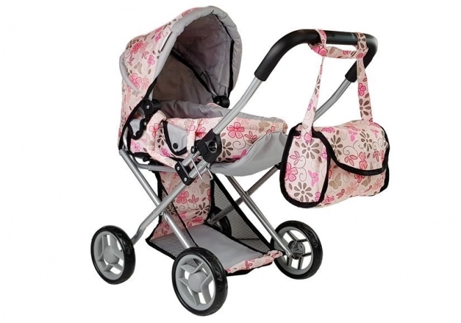 Tas voor pop Alice in roze kleur met bloemen