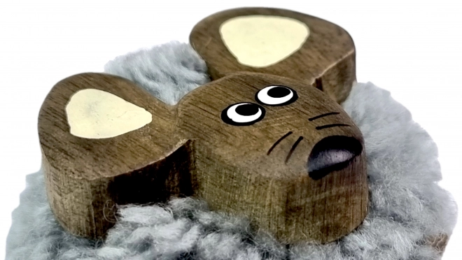 Dvĕdĕti Houten Magneet Groot Pompom Muis