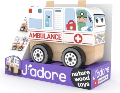 Houten bouwauto – ambulance