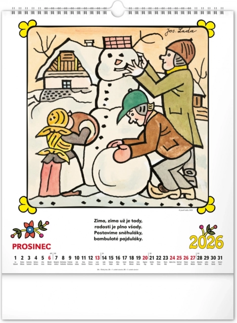 Muurkalender Josef Lada - Rijmpjes 2026