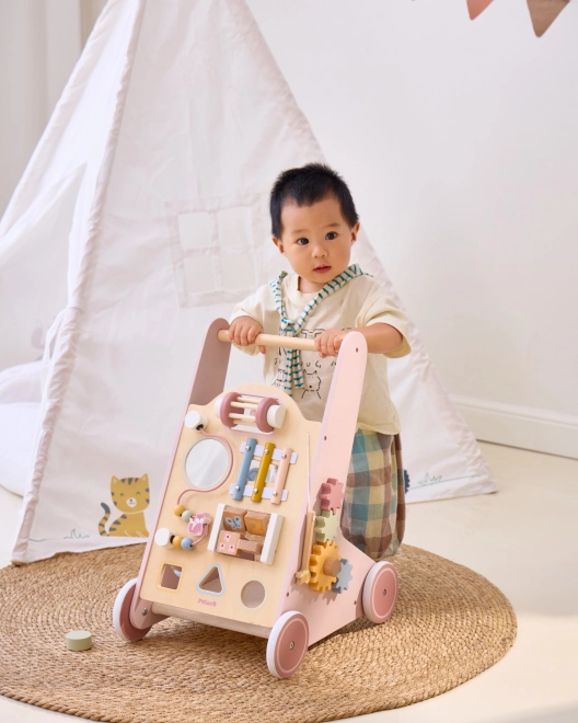 Houten loopwagen