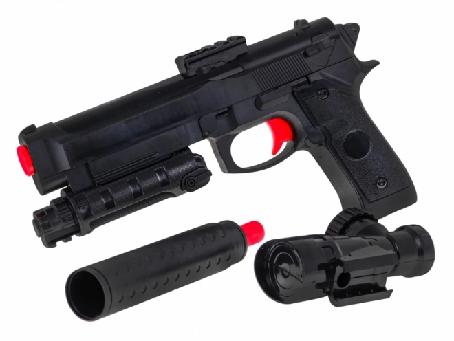 Speelgoedpistool voor kinderen 6+ met accessoires M92 met demper en richtkijker