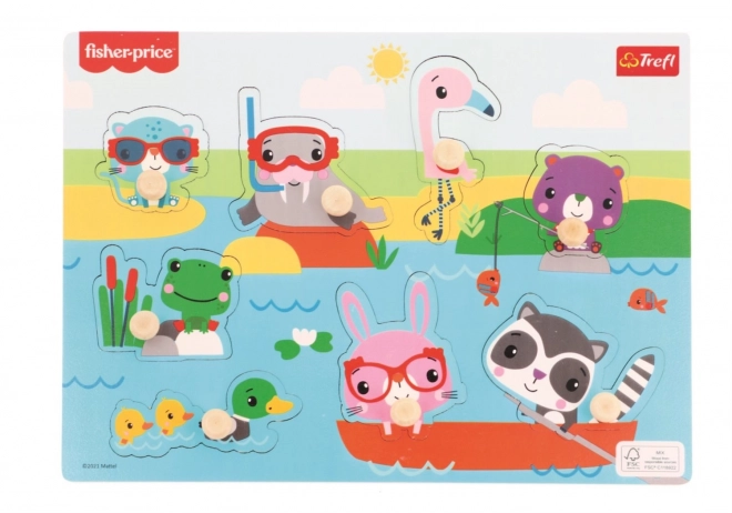 Houten puzzel Fisher-Price Dieren bij het water