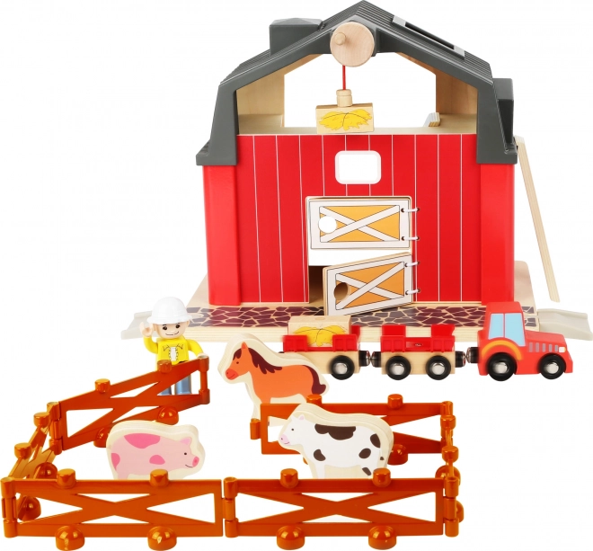 Houten boerderij met accessoires voor kinderen
