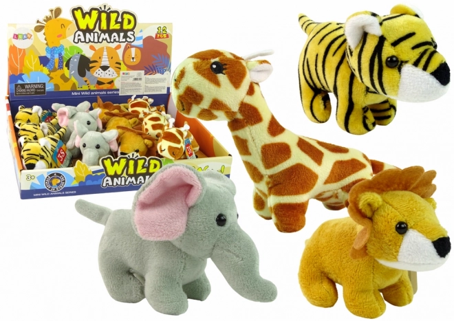 Mini pluche dieren Safari, 4 modellen
