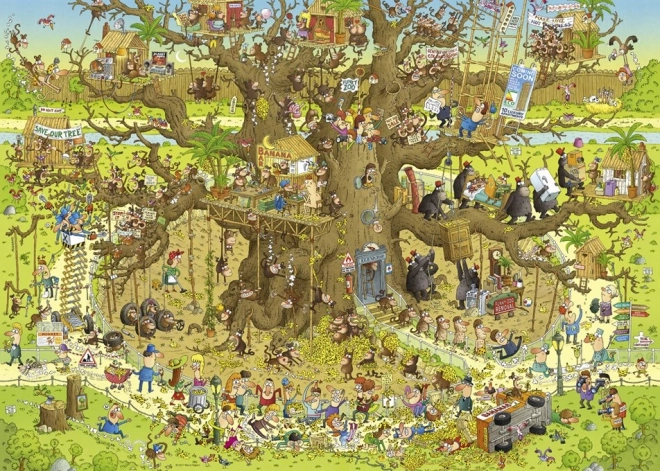 Heye puzzel Gekke Dierentuin: Apenverblijf 1000 stukjes
