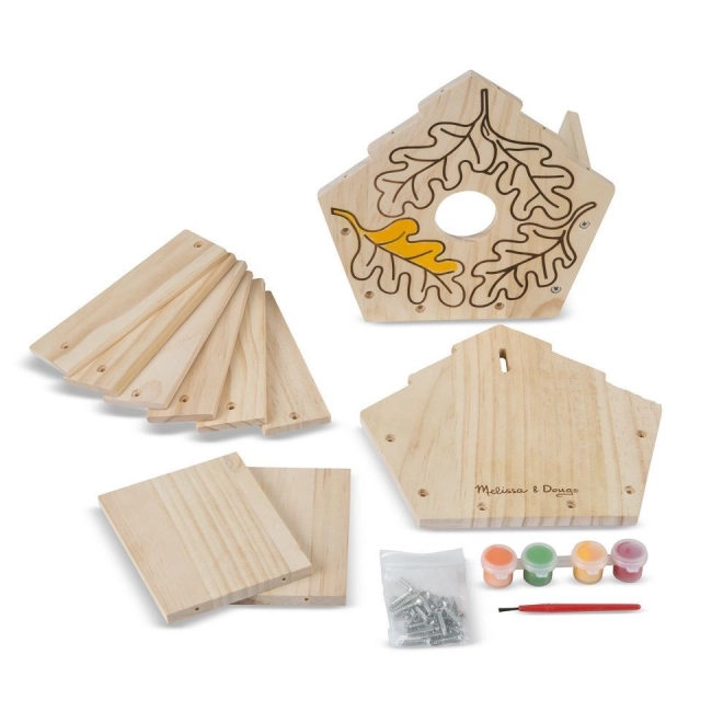 Creatieve set voor het maken van een vogelhuisje