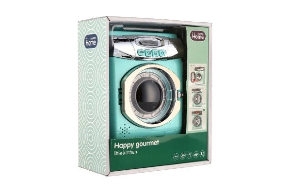 Turquoise wasmachine met geluidseffecten en lichteffecten