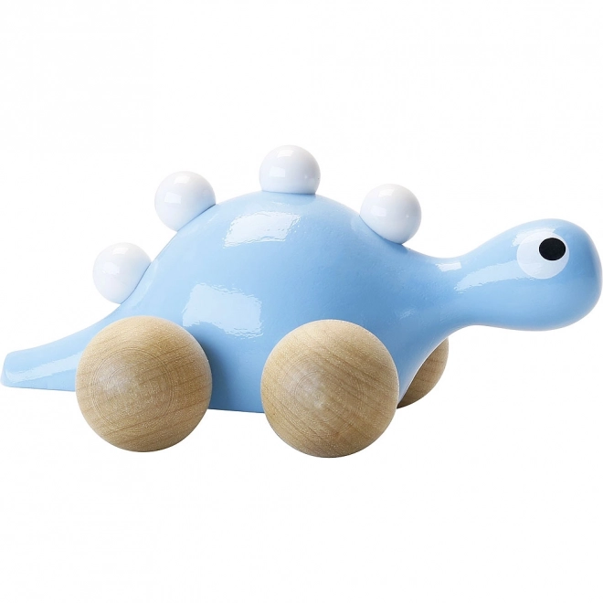 Houten dinosaurus op wieltjes Blauw