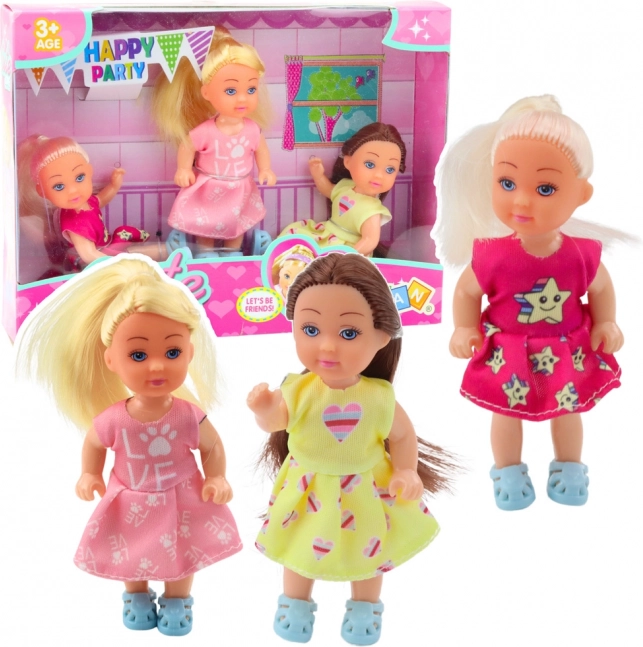 Set van 3 Mini Poppen Voor Een Verjaardagsfeestje