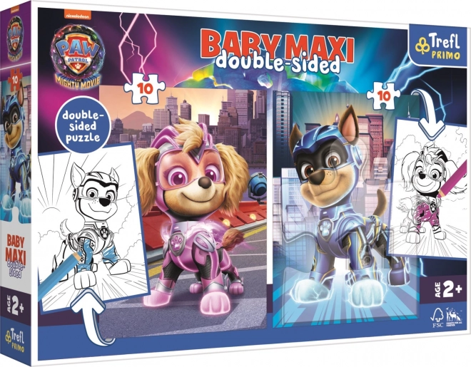 Puzzel MAXI dubbelzijdig 2x10 stukjes Heroïsche honden Paw Patrol in doos 40x27x6cm 24m+