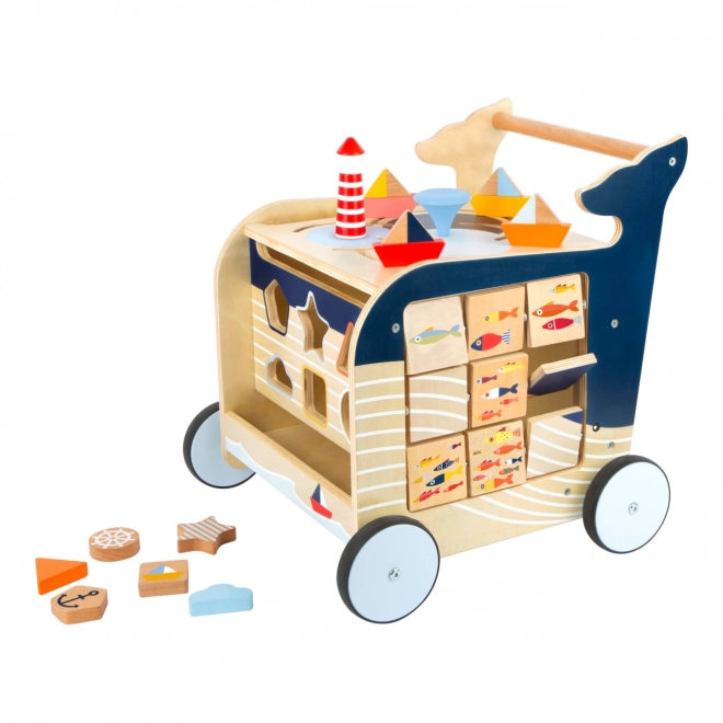 Houten loopwagen in de vorm van een walvis Small Foot