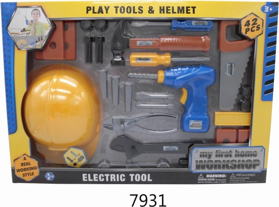 Kindergereedschapsset met helm, 42 stuks