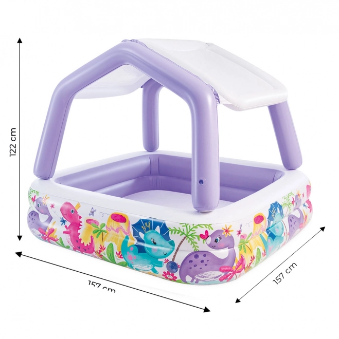 Opblaasbaar kinderzwembad met luifel intex dino