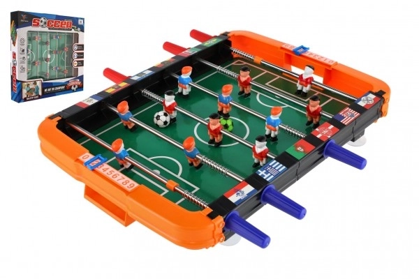 Voetbal/voetbal tafel kunststof/metaal gezelschapsspel in doos 37x34,5x6cm