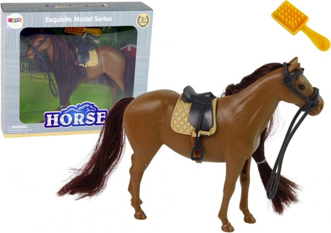 Paardenspeelfiguur om te kammen met bruine manen