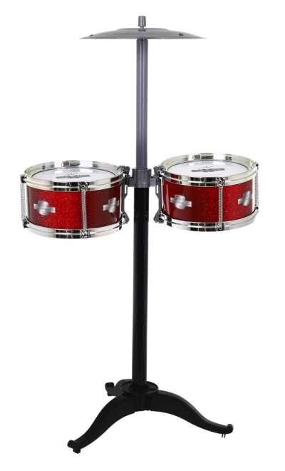 Rode drums met 7 trommels + krukje + 2 bekkens + 2 stokken - 12 delen