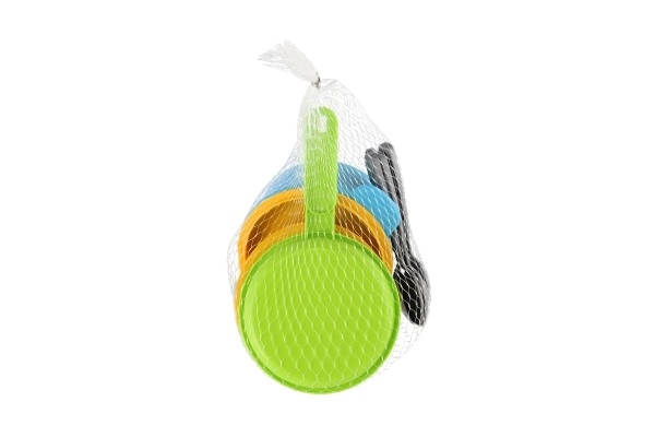 Set gekleurd plastic servies 12 st in net 12m+