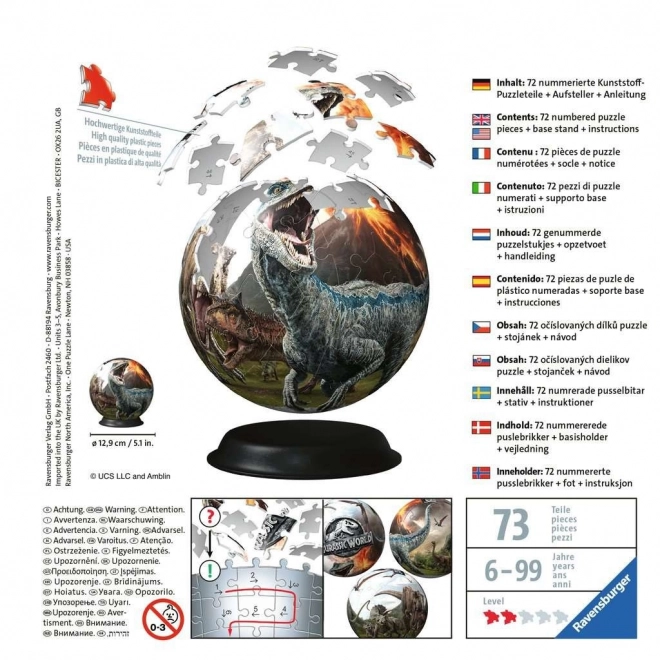 Ravensburger 3D puzzlebal Jurassic World 72 stukjes