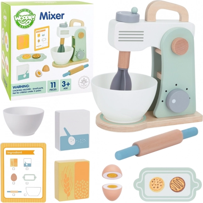 Houten keukenmixer met 11 accessoires van WOOPIE GREEN