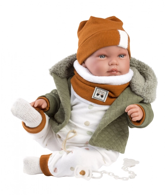 Llorens 84465 NEW BORN - realistische baby pop met geluiden en zacht stoffen lichaam - 44 cm