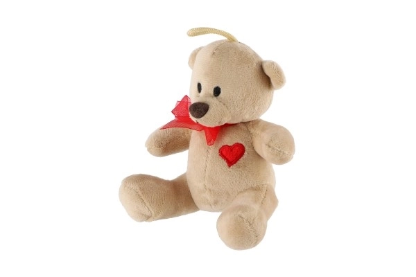 Pluche teddybeer met strik en hart 12 cm