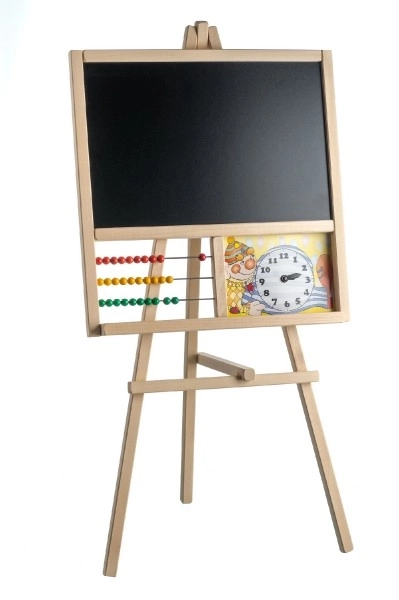 Bord met staande houder en telraam hout 45x89cm in zak
