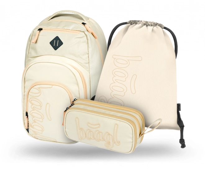 BAAGL 3-delige set Coolmate: Rugzak, Etui en Zak in Beige