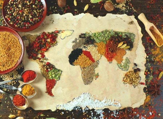 Puzzel Wereldkaart van kruiden 1000 stukjes