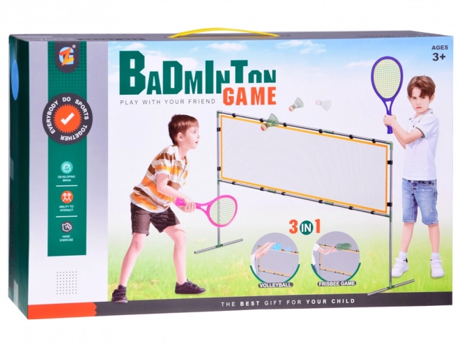 Sportset 3-in-1: Volleybalnet, badmintonset, vliegende schijf