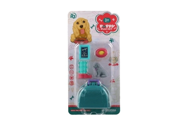 Mazlíček hond met draagbare doos en accessoires