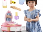 Houten kaptafel voor kinderen Viga roze met accessoires
