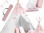 Kinder-teepee met slinger en lichtjes NUKIDO – roze