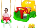 Kinder tuin-schommel 3-in-1 met verstelbare rugleuning, groen