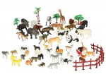 Set dierenfiguren voor dierentuin en boerderij, 59 stuks in box