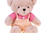 Pluchen beer Filip 58 cm in roze vintage overhemd
