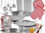 Metalen pannenset voor kinderen met transparante rugzak (13-delig)