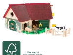 Kleine houten boerderij met dieren