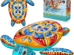 Kleurige opblaasbare schildpad met handvatten Bestway met Majolika print 183x173 cm