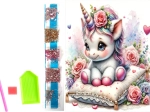 Diamant schilderen op canvas bloemen-eenhoorn 23 × 30 cm