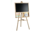 Houten staand bord met telraam en klok