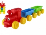 Kleurige plastic trein met wagons 60 cm