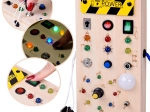 Houten Montessori manipulatiewand met LED-lampjes