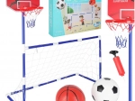 Voetbaldoel en basketbalring 2-in-1 met twee ballen en pomp