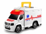 Ambulance-auto met effecten en uitklapbare ziekenhuisschuur 33,5 cm