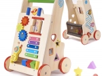Houten loopwagen en educatieve kubus 6-in-1