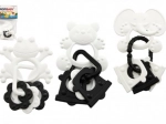 Bijtspeeltje dieren met hangers, zwart-wit, 9 cm