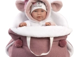 Realistische babypop in roze wikkeldoek 42 cm Llorens
