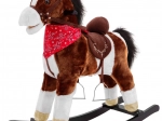 Schommelend pluchen paard voor kinderen met interactieve functies, donkerbruin