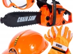 Kinderhoutkappersset met kettingzaag, handschoenen, helm en bril